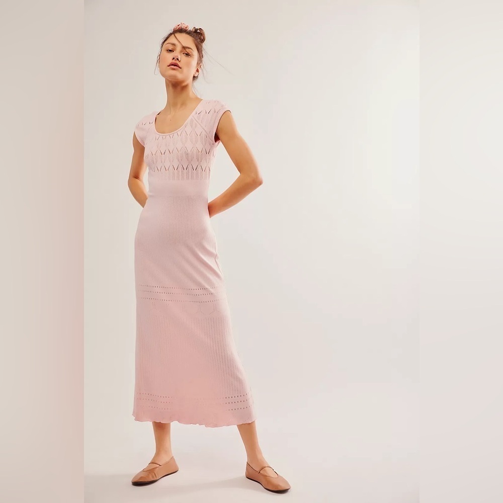 NWT Free People Robin Seamless Pink Midi Dress Sz XS / S